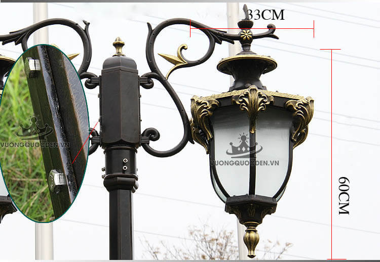 Đèn trụ sân vườn hai bóng cổ điển ROL462-13