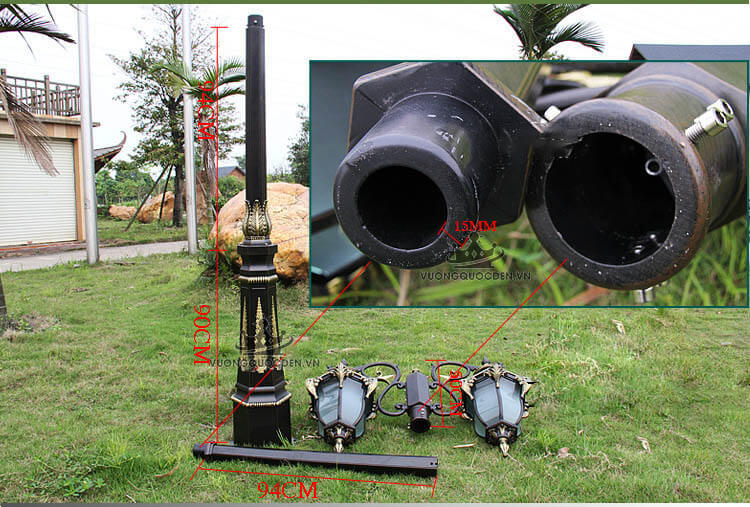 Đèn trụ sân vườn hai bóng cổ điển ROL462-14